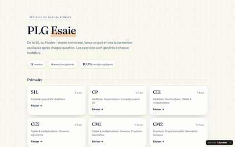PLG Esaie — Réviser les maths de la SIL au Master — screenshot