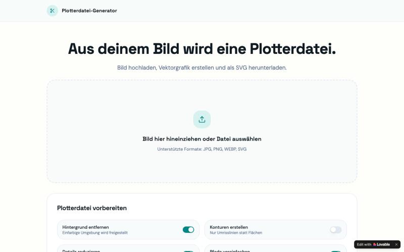 Plotterdatei-Generator – Bild in SVG vektorisieren — screenshot