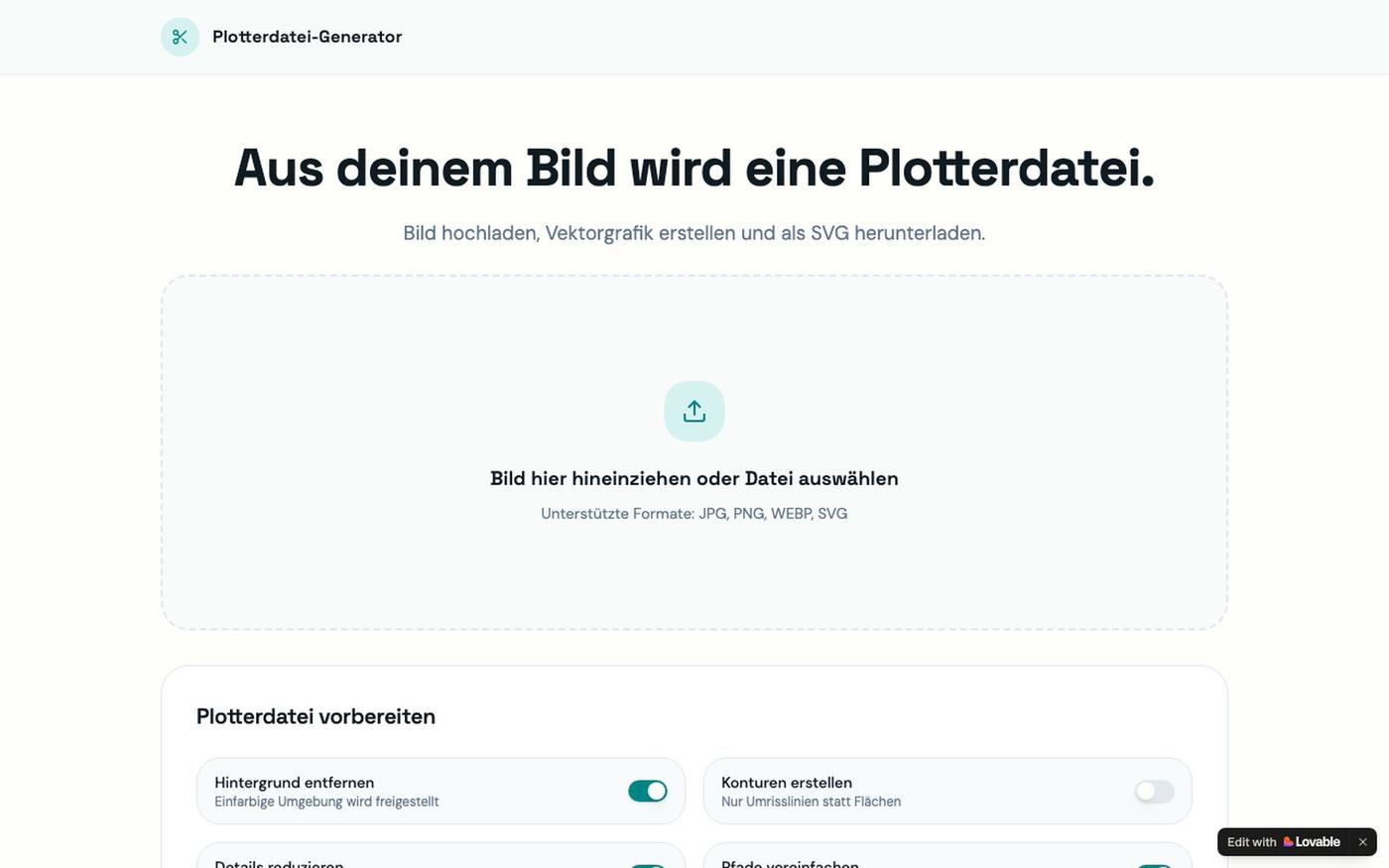 Plotterdatei-Generator – Bild in SVG vektorisieren — screenshot