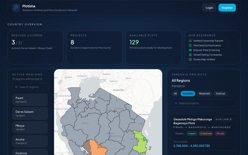 Plotisha — Tanzania's Verified Land Plots Distribution Network — screenshot