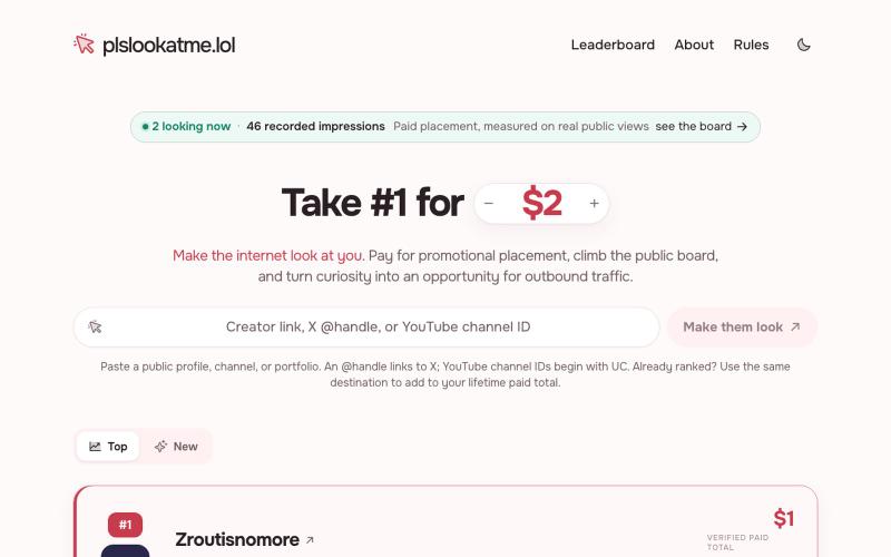 plslookatme.lol — Pay for attention. — screenshot