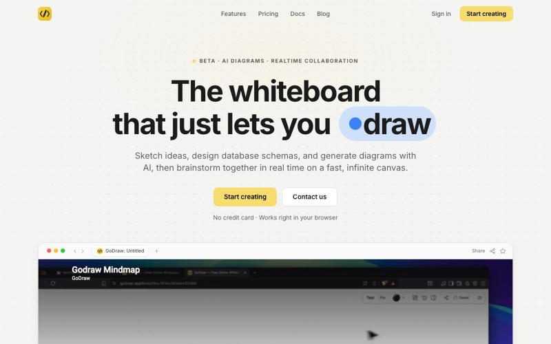GoDraw: Free Online Whiteboard & Diagram Tool — screenshot