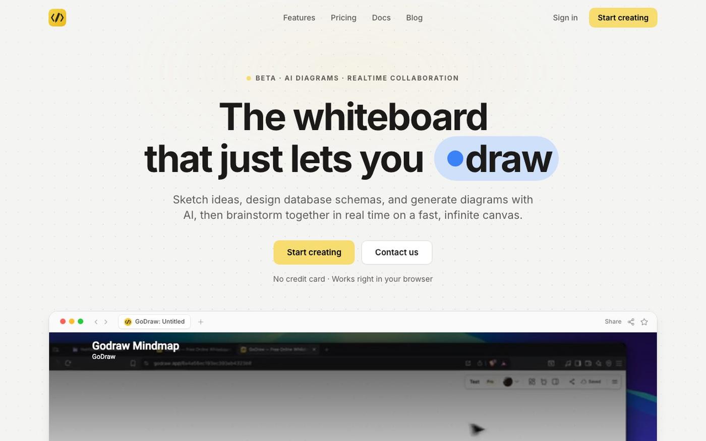 GoDraw: Free Online Whiteboard & Diagram Tool — screenshot