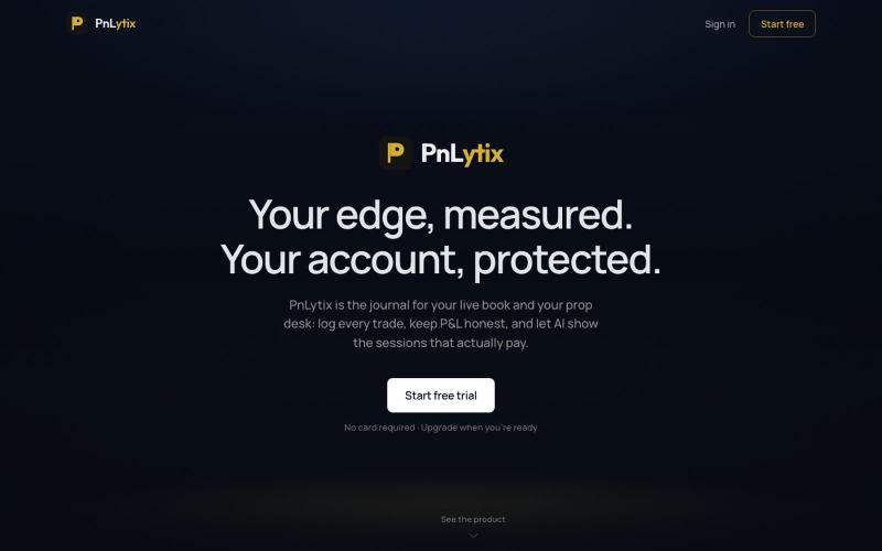 PnLytix | Journal for Live and Prop Books — screenshot