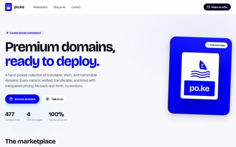 po.ke — Premium Domain Marketplace | 470+ Brandable Domains for Sale — screenshot