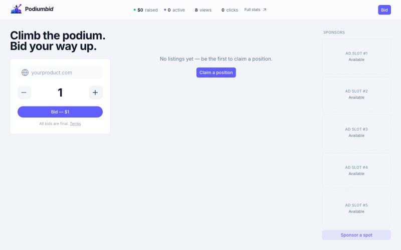 Podium — bigger bid, better position — screenshot