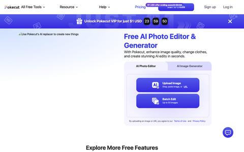 Pokecut: Free Online AI Photo Editor & Image Generator — screenshot