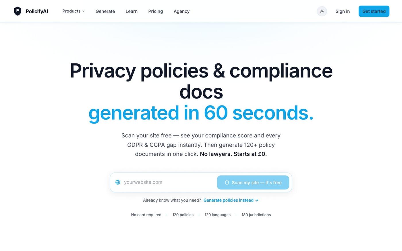Free Privacy Policy Generator — GDPR, CCPA & 120 More — screenshot