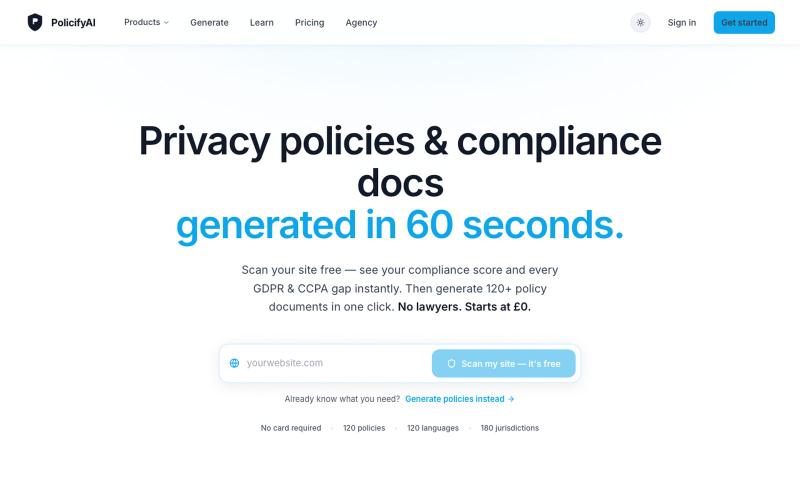 Free Privacy Policy Generator — GDPR, CCPA & 120 More — screenshot