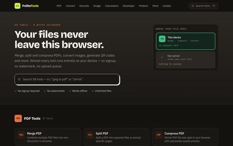 Polite Tools — Free Online PDF & Image Tools, 100% Private — screenshot