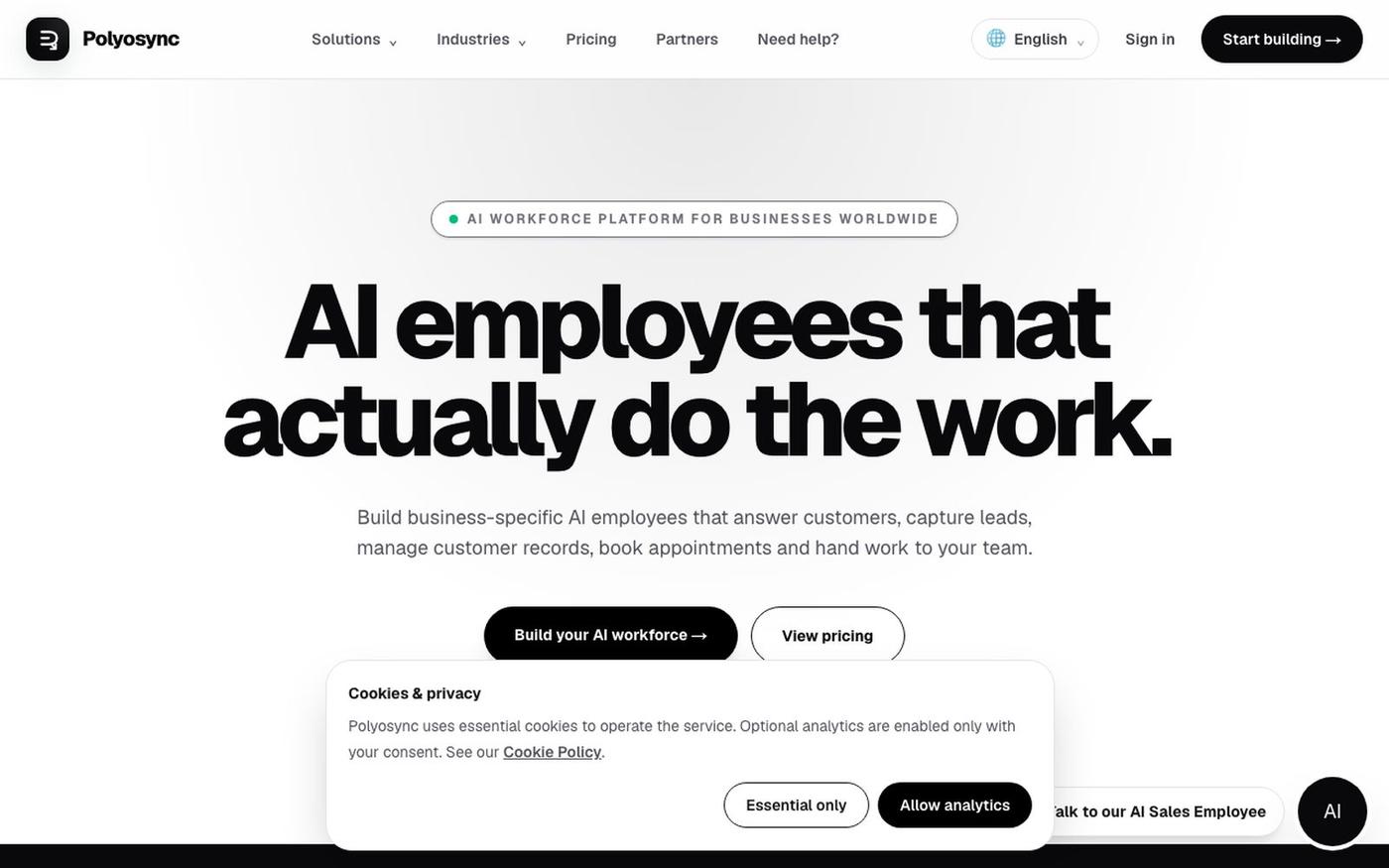 AI Employees for Business | Polyosync — screenshot