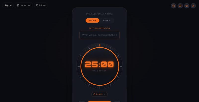 Pomodoro Timer with Intention Tracking | PomoDial — screenshot