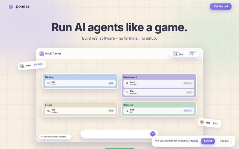 pondas - Run AI agents like a game — screenshot
