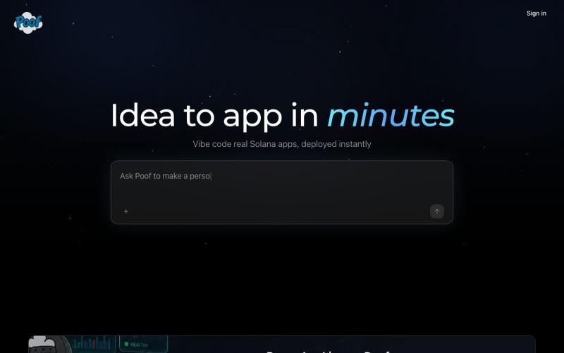 Poof.new - Build Solana dApps in Minutes — screenshot