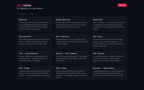 Poorleton — AI Generated Cycling Workout — screenshot