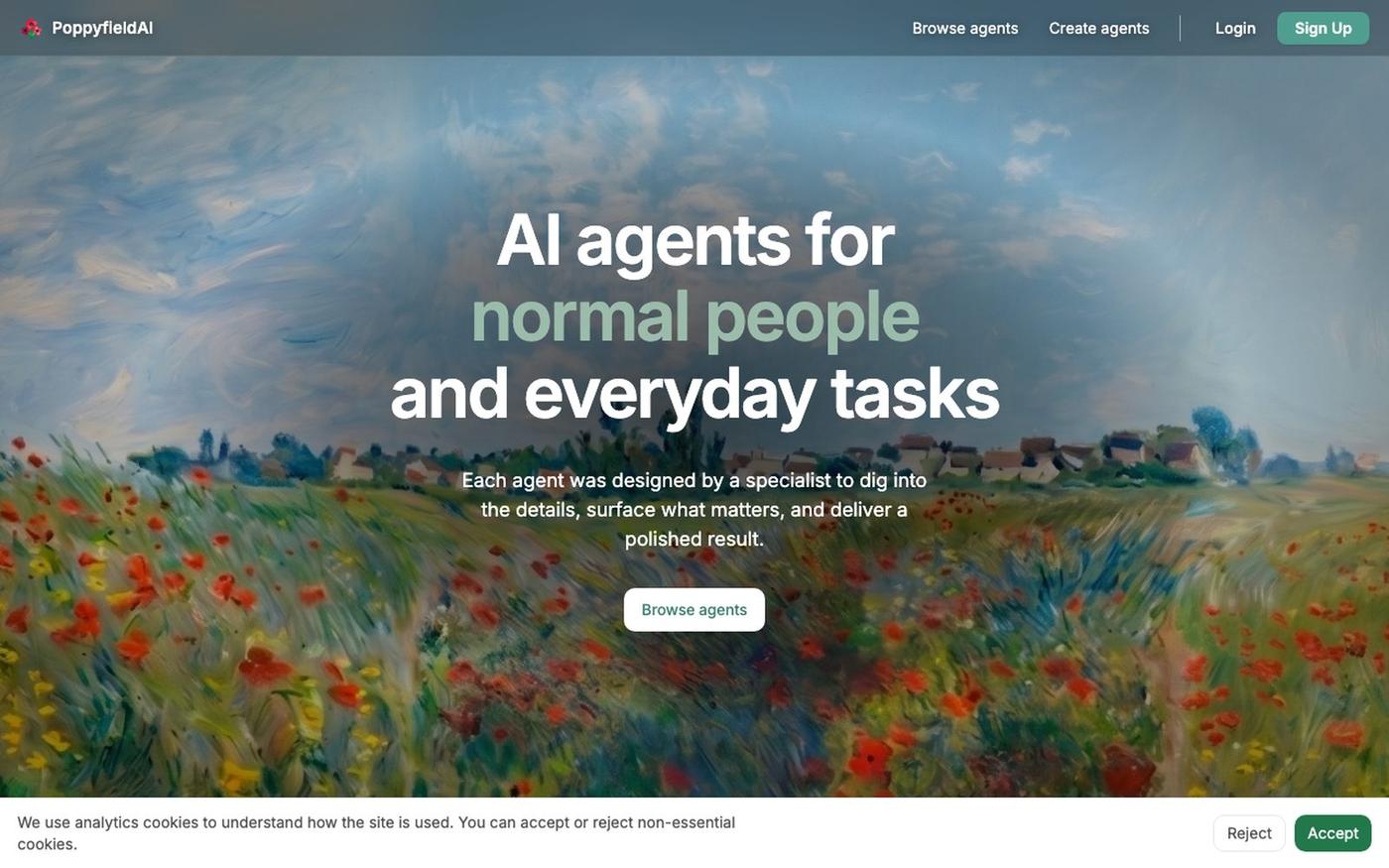Poppyfield β AI agents for the time-consuming work on your plate β screenshot