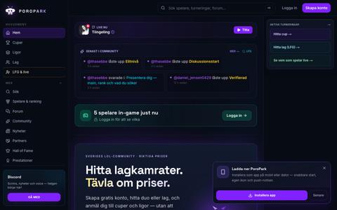 Poropark — hitta lagkamrater, tävla om priser — screenshot