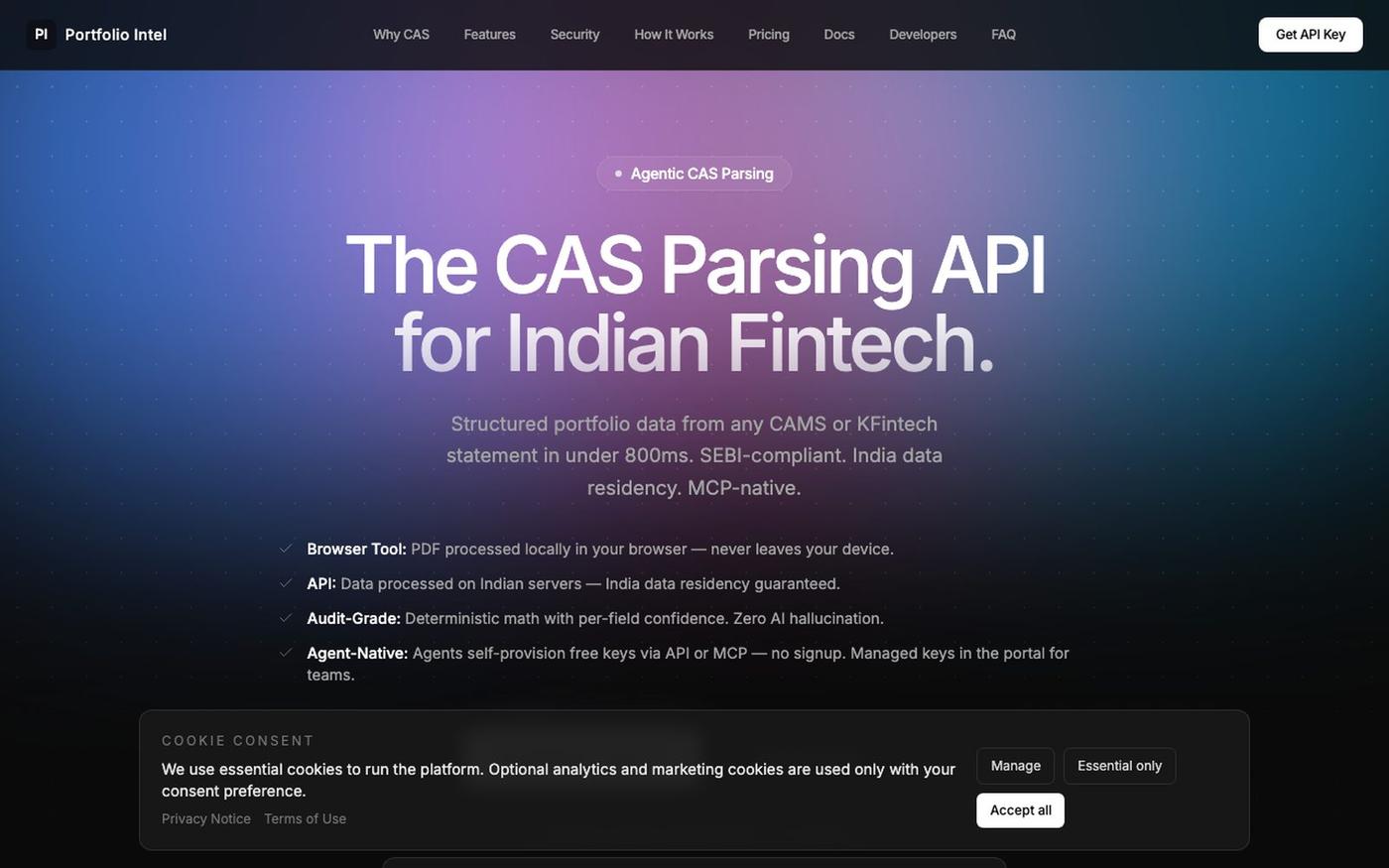 Portfolio Intel | AI Portfolio Insights & CAS Parser — screenshot