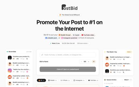 postbid.lol — The Most Promoted Post on the Internet — screenshot