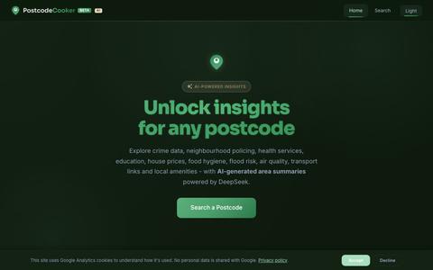 PostcodeCooker - AI Insights for Every UK Postcode — screenshot