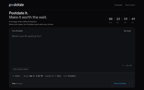 Time-Locked Messages & File Sharing | Postdate — screenshot