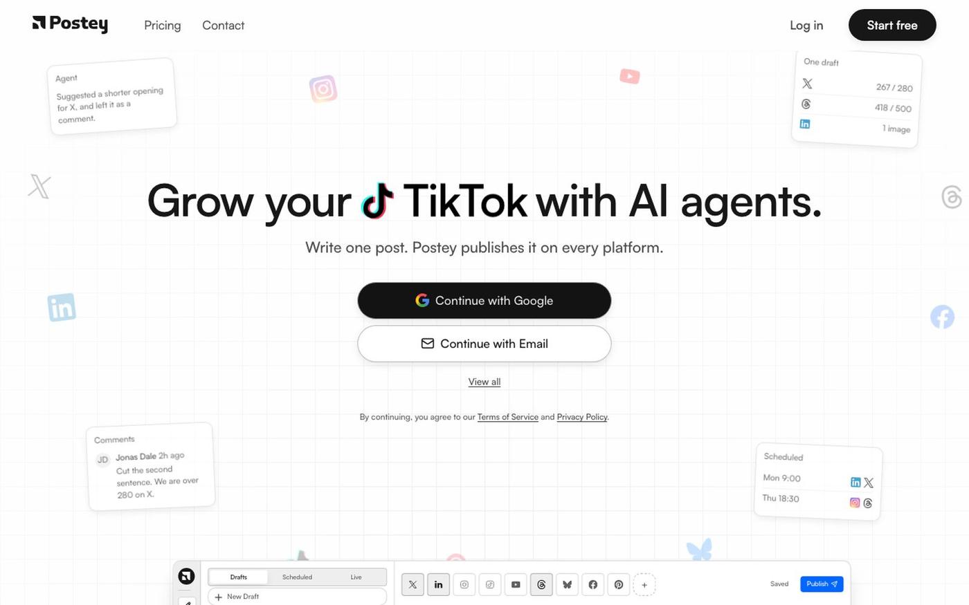 One draft. Your whole team in it at once | Postey.ai — screenshot