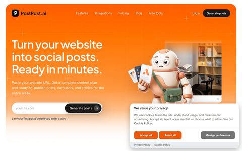 PostPost.ai — Social media management. Using AI. — screenshot