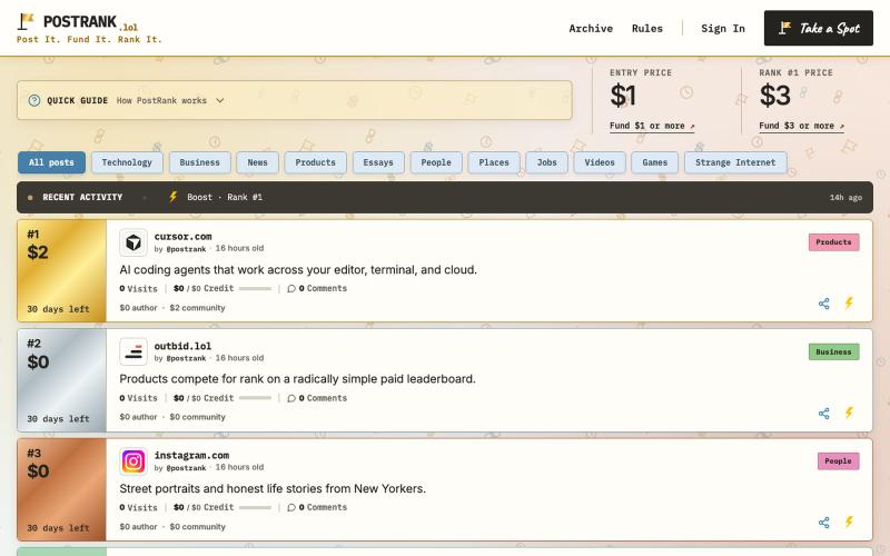 PostRank — Top Ten Posts — screenshot