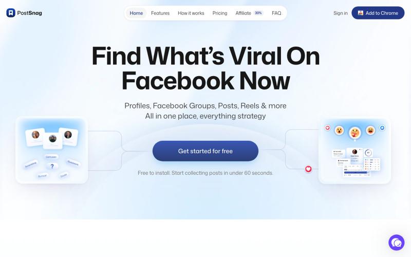 PostSnag — Snag any Facebook post. Build your swipe file. Discover what works. — screenshot