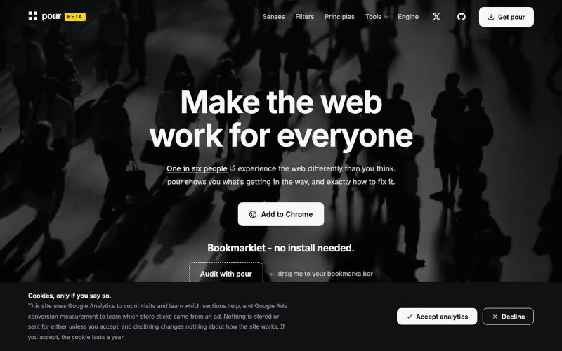 pour · Make the web work for everyone — screenshot