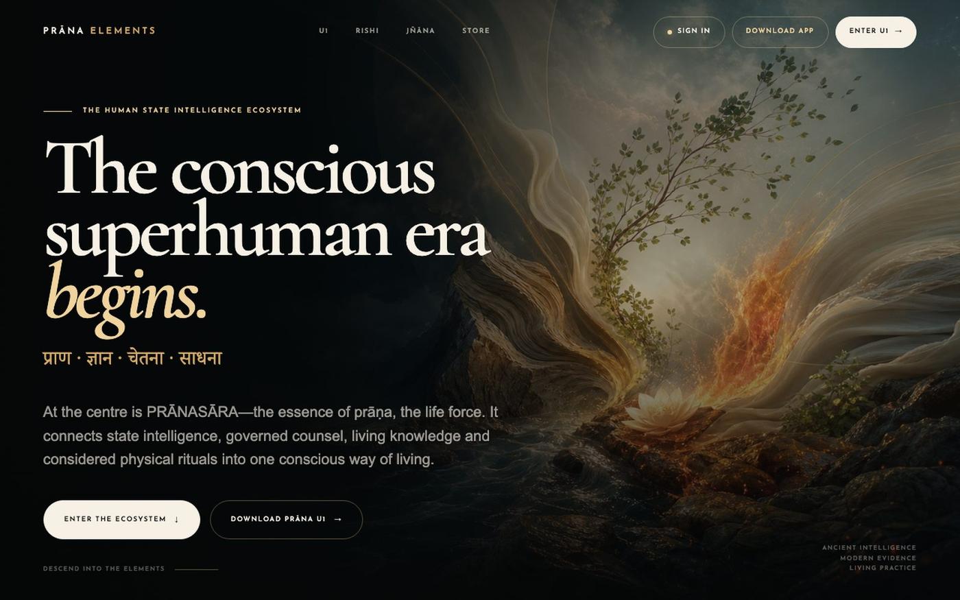 PRĀNA ELEMENTS — A Living Ecosystem for the Human State — screenshot