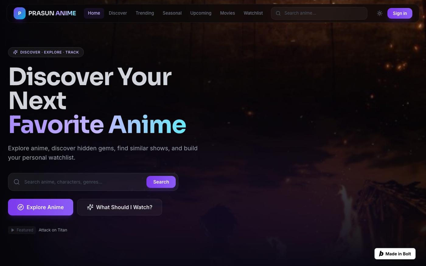 Prasun Anime — Discover Your Next Favorite Anime — screenshot