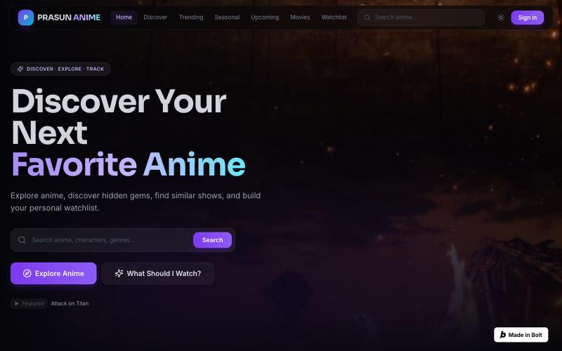 Prasun Anime — Discover Your Next Favorite Anime — screenshot