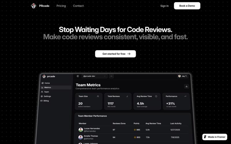 PRcade – Motivate GitHub Reviewers — screenshot