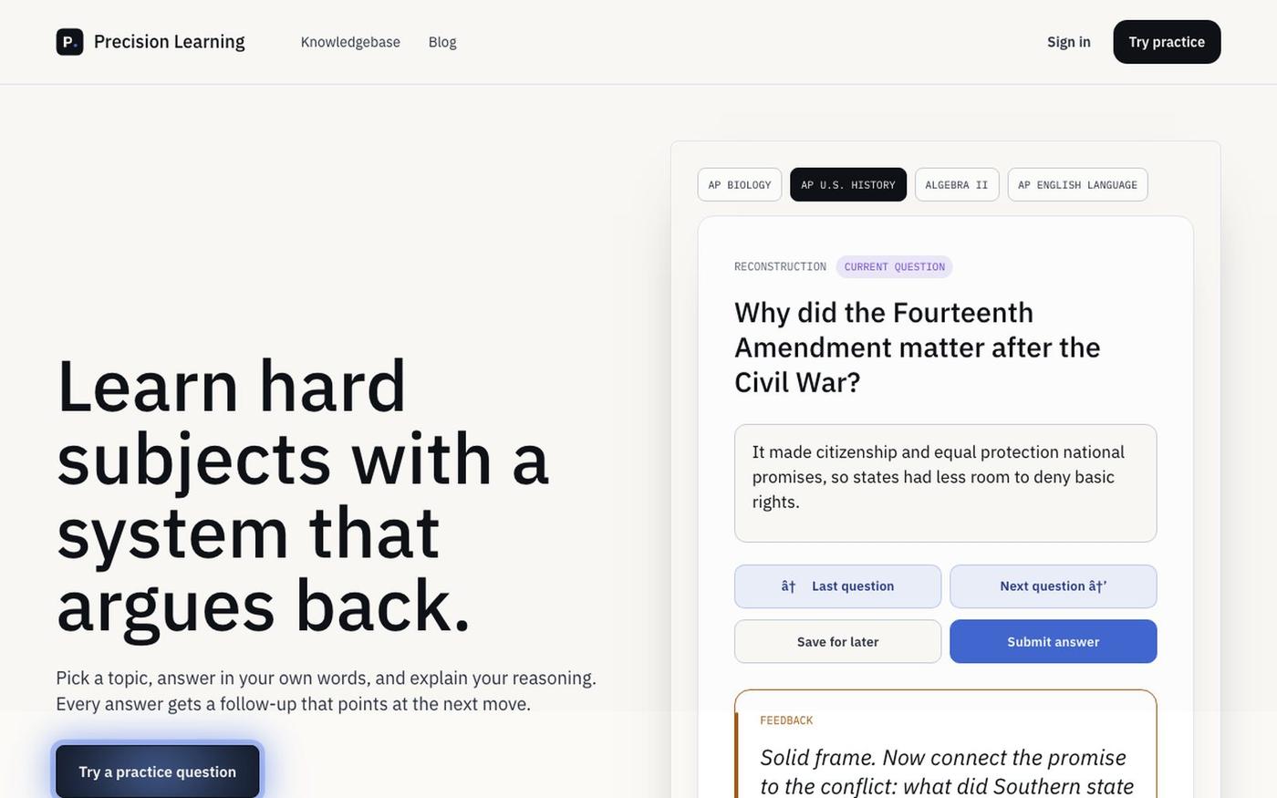 Precision Learning — automatic, self-planning education — screenshot