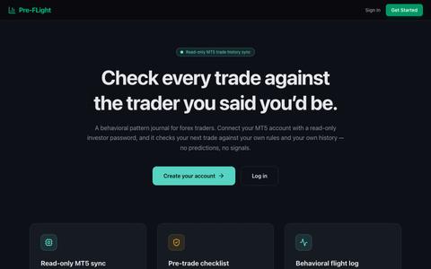 Preflight — forex trading discipline — screenshot