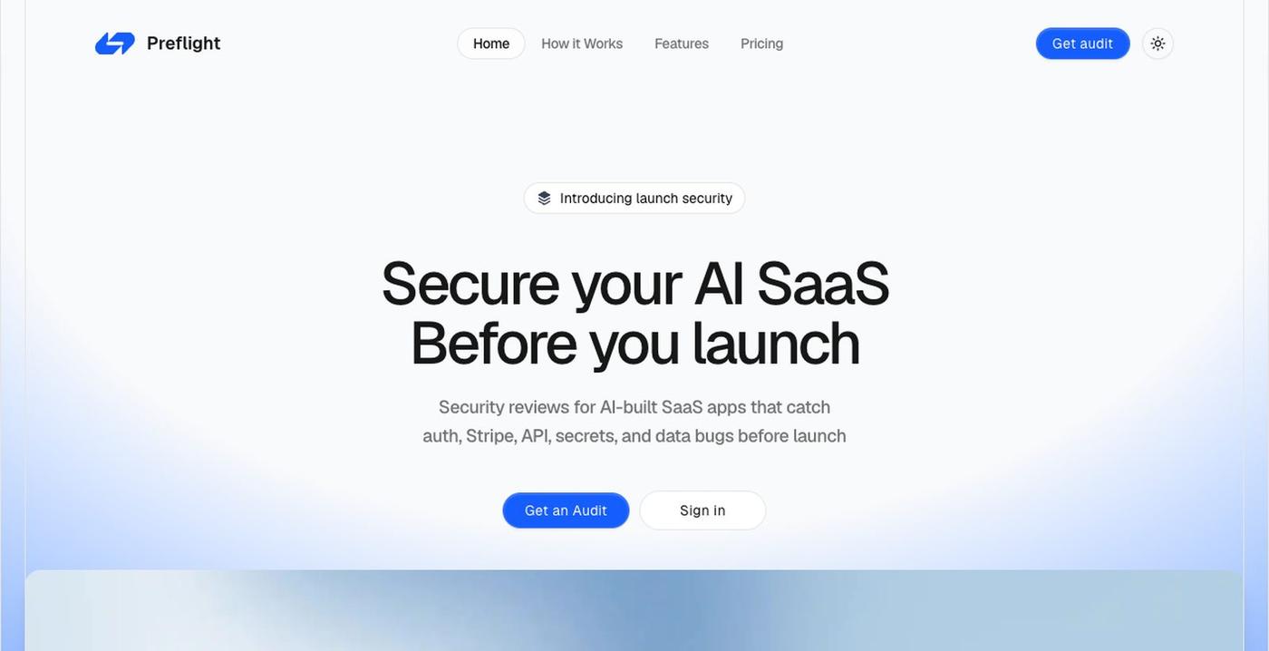 Preflight - Launch security checks for AI-built SaaS apps — screenshot