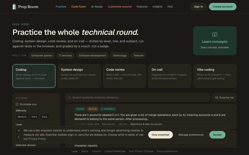 Code Room — Prep Room · Prep Room — screenshot