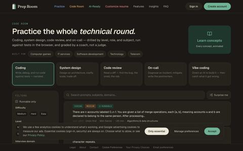 Code Room — Prep Room · Prep Room — screenshot