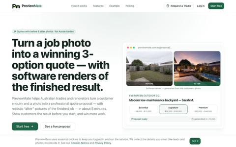 Tradie Quotes with Before & After Photos | PreviewMate — screenshot