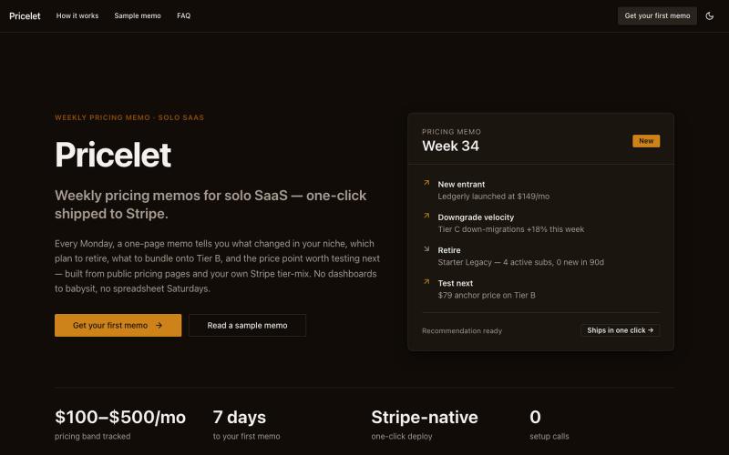 Pricelet — screenshot