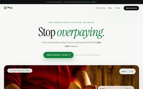 Pricy - Find the Same Product Cheaper Anywhere on the Web — screenshot