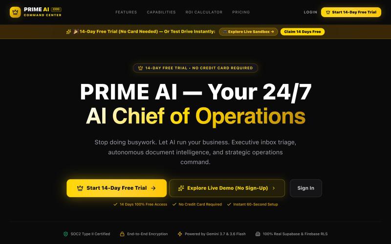 PRIME AI — Your 24/7 AI Chief of Operations (iOS & Android Ready) — screenshot