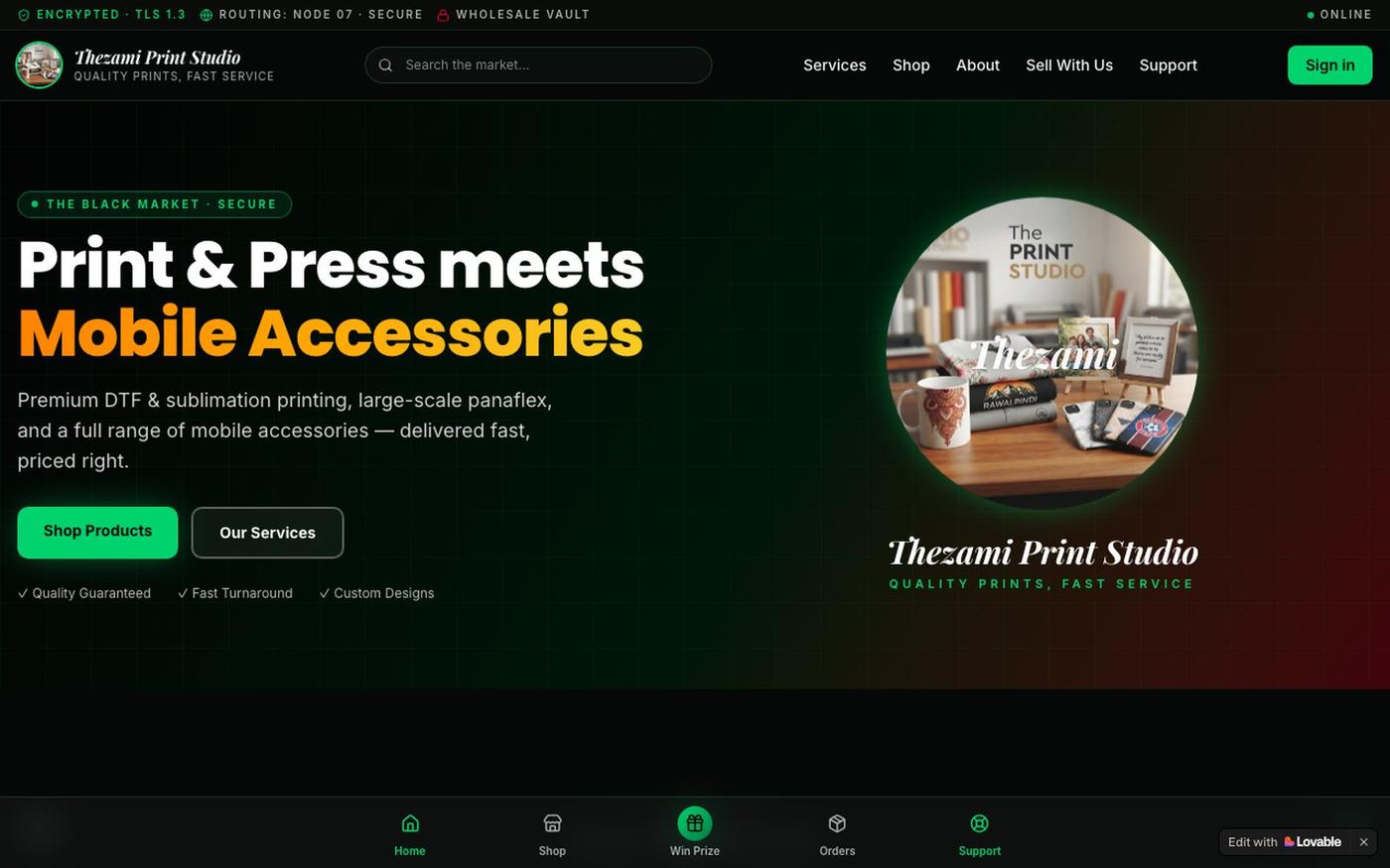 Thezami Print Studio — DTF, Mug & Shirt Printing in Pakistan — screenshot