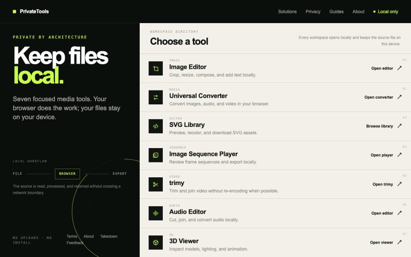 PrivateTools | Local Browser Tools — screenshot