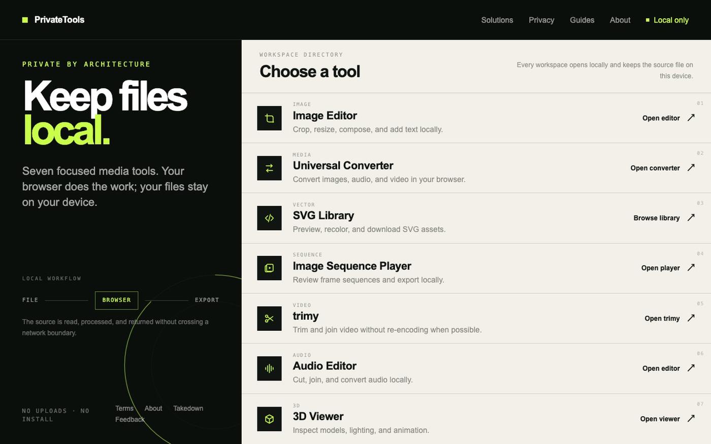 PrivateTools | Local Browser Tools — screenshot