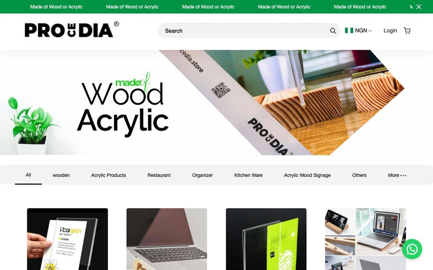 Procedia Nigeria. Made of Wood or Acrylic — screenshot