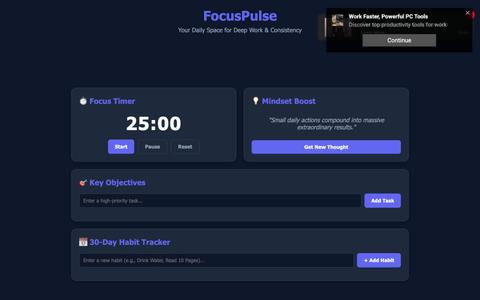 FocusPulse - Personal Productivity & Habit Tracker — screenshot