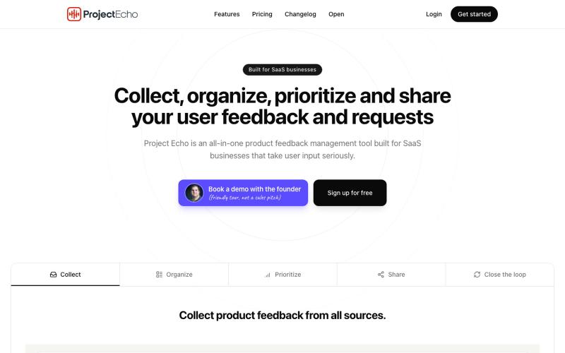 Project Echo - Product feedback software for SaaS businesses — screenshot