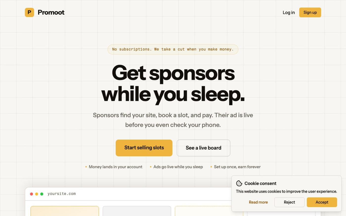 Promoot - Sponsor slots for your own site — screenshot